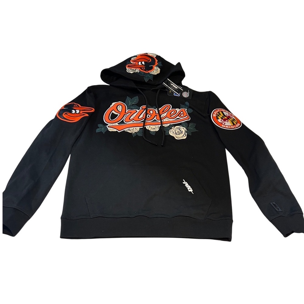 Pro Standard Baltimore Orioles Hoodie Mens M NWT MLB Floral Roses Script Blk A50